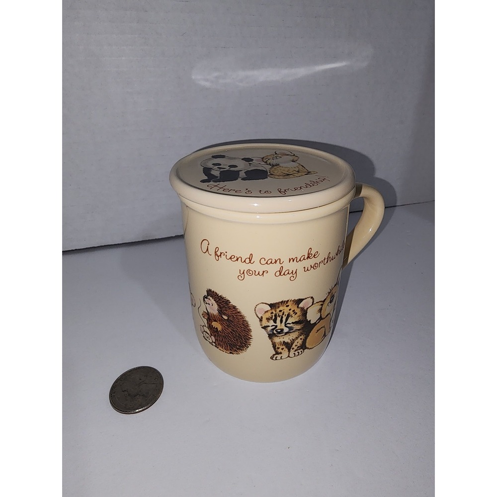 Hallmark Mug Mates Vintage Coffee Cup with Lid Friend‎ Baby Animals